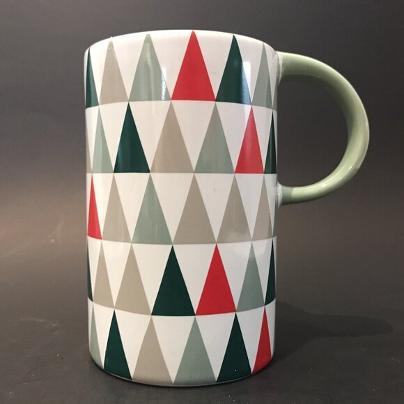 Starbucks Mug 12oz Christmas Tree Triangle Red Green Green Raw One Side 2017 - Picture 1 of 7